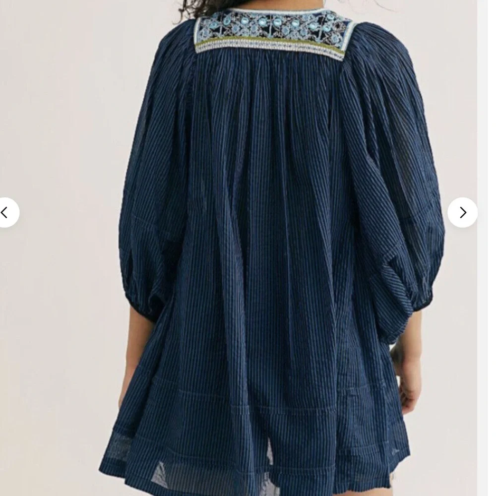 NEW Free People Tangier Tunic Dress Size Small Blue/Black P102-19 - Picture 3 of 3